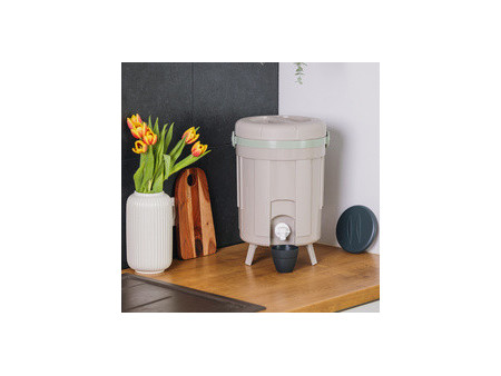 EDA Poubelle à compost BOKASHI, 8 litres, chaux/amande