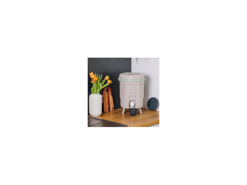 EDA Poubelle à compost BOKASHI, 8 litres, chaux/amande