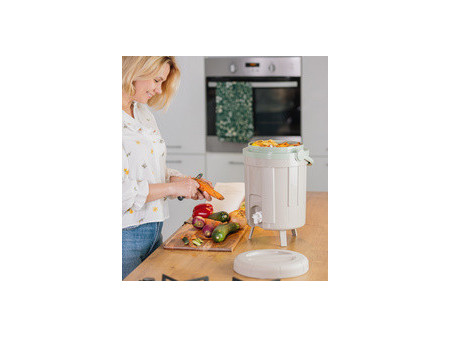 EDA Poubelle à compost BOKASHI, 8 litres, chaux/amande