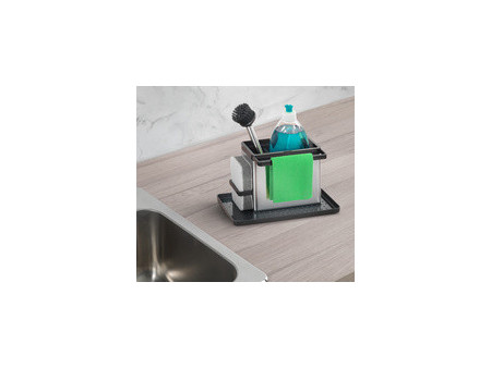 metaltex Rangement pour évier Tidytex INOX, argent/noir