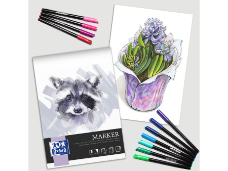 Oxford Art Bloc de dessin marqueur 'Marker', A4, 15 feuilles