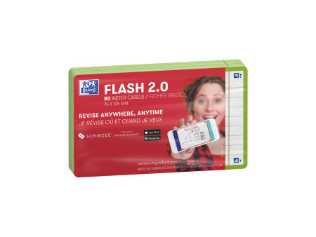Oxford Fiches 'Flash 2.0', 75 x 125 mm, ligné, vert