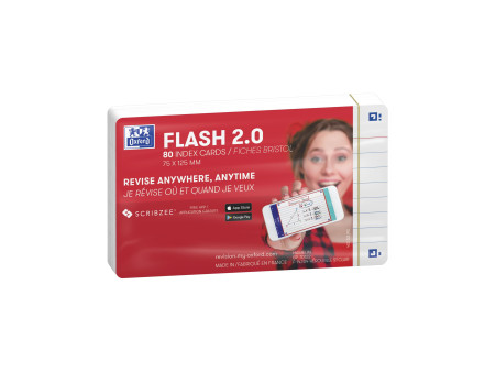 Oxford Fiches 'Flash 2.0', 75 x 125 mm, ligné, blanc