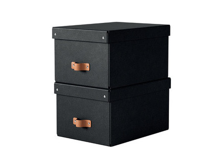 LEITZ Boîte de rangement Puro, carton, 17 L, set de 2, noir