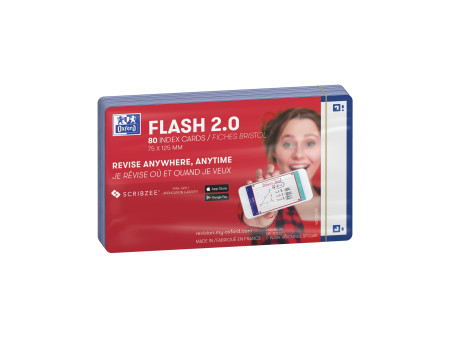 Oxford Fiches 'Flash 2.0', 75 x 125 mm, uni, bleu