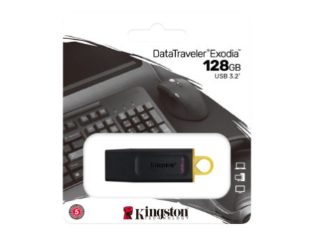 KINGSTON 128Go USB3.2 Gen1 DT Bk+Yellow