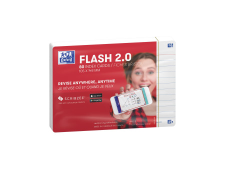 Oxford Fiches 'Flash 2.0', 105 x 148 mm, ligné, blanc