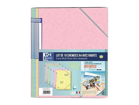 Oxford Chemise à élastique Top File+, pack de 10, pastel