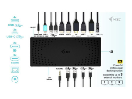 I-TEC USB3.0/USB-C/TB 3x4K Dock G2 PD100
