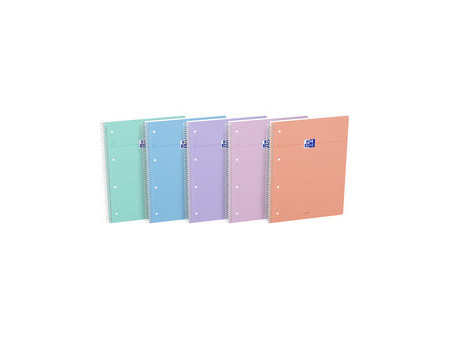 Oxford Cahier à spirale Smart Pastel, A4+, Seyès, assorti