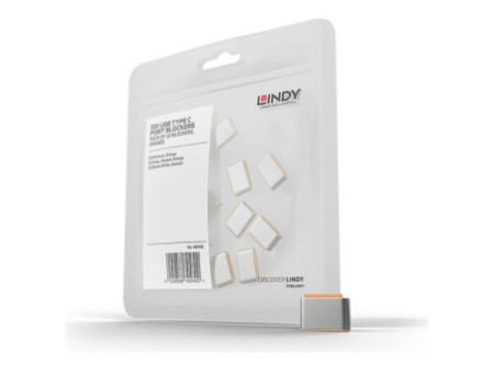 LINDY USB C Port Blockers 10 Pack Orange