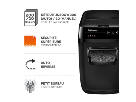 Fellowes Destructeur de documents AutoMax 200M,