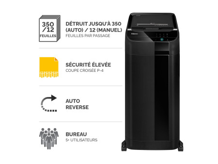 Fellowes Destructeur de documents AutoMax 350C, 4 x 38 mm