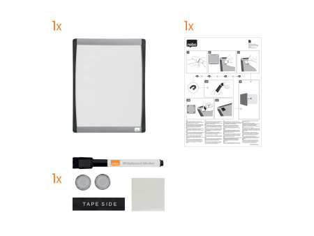 nobo Tableau blanc mural à cadre incurvé, (L)215 x (H)280 mm