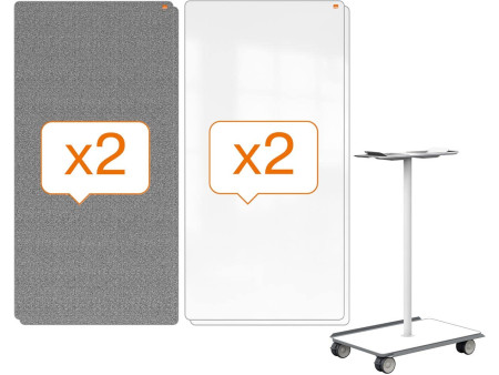 nobo Système combiné de tableaux Move & Meet à base mobile