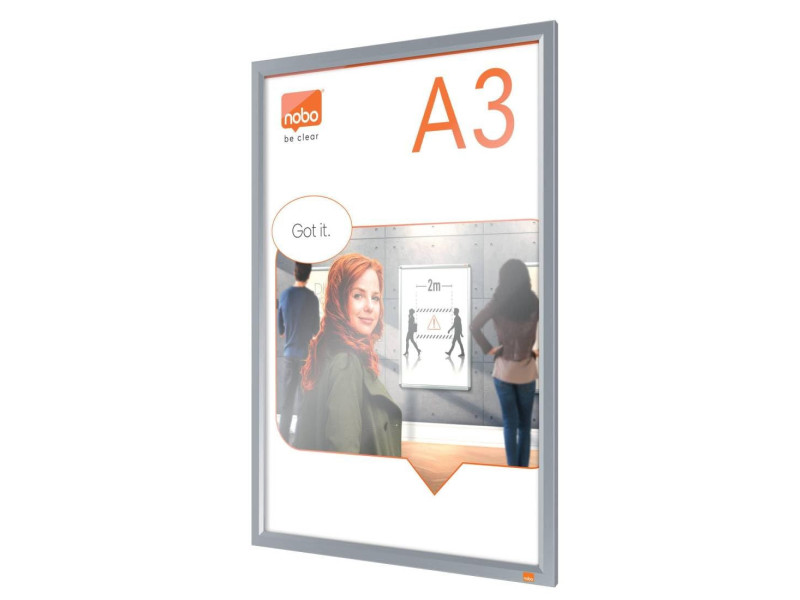 nobo Porte-affiche mural Impression Pro, A3, argent