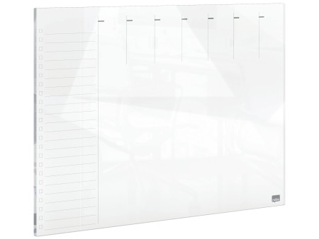 nobo Tableau blanc en verre planning hebdomadaire, blanc