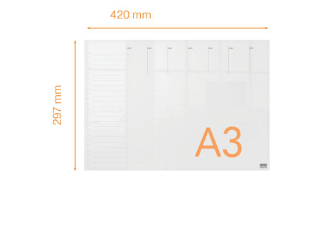 nobo Tableau acrylique planning hebdomadaire, A3,transparent