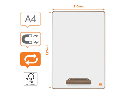 nobo Set d'ardoises blanches, cadre en bois, A4, blanc