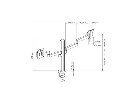 UNiLUX Bras support double écran AXIO, pince, noir