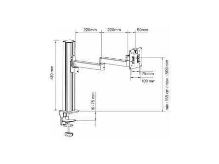 UNiLUX Vis/axe traversant de fixation sur table AXIO, noir