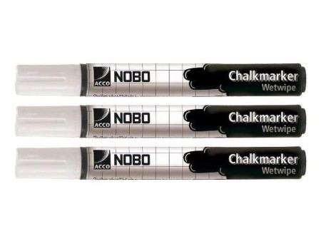 nobo Marqueur craie, nettoyage humidifié, blanc