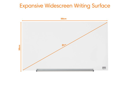 nobo Tableau en verre Impression Pro Widescreen, 31', blanc