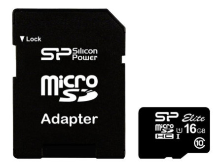 SILICON POWER Micro SDHC 16Go + Adapter