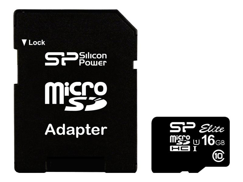 SILICON POWER Micro SDHC 16Go + Adapter