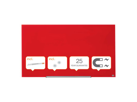 nobo Tableau en verre Impression Pro Widescreen, 85', rouge