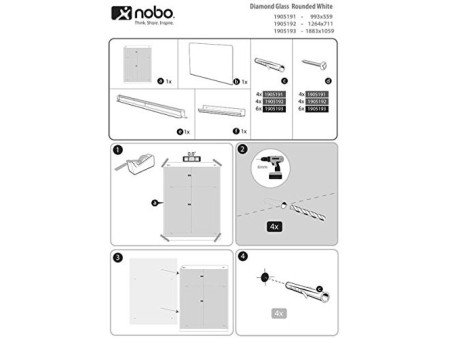 nobo Tableau en verre Impression Pro Widescreen, 45', blanc