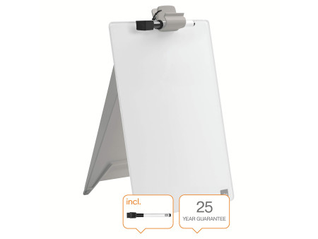 nobo Chevalet de bureau en verre, A4, blanc