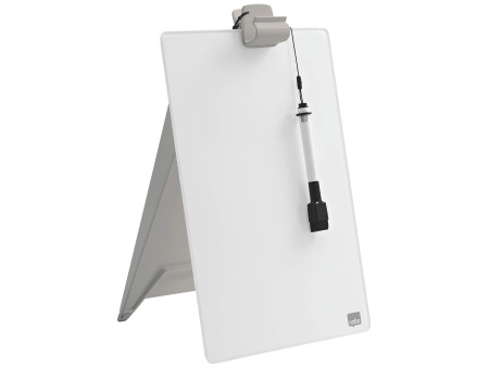 nobo Chevalet de bureau en verre, A4, blanc