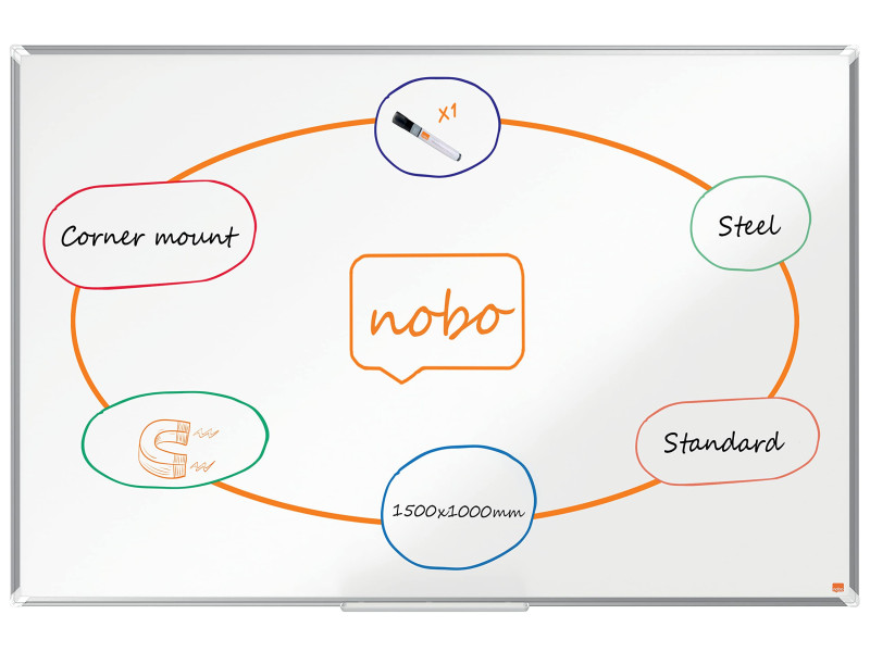 nobo Tableau blanc mural Premium Plus acier, (L)1.500 x
