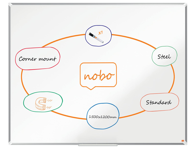 nobo Tableau blanc mural Premium Plus acier, (L)1.500 x