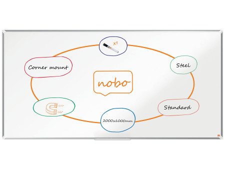nobo Tableau blanc mural Premium Plus acier, (L)2.000 x