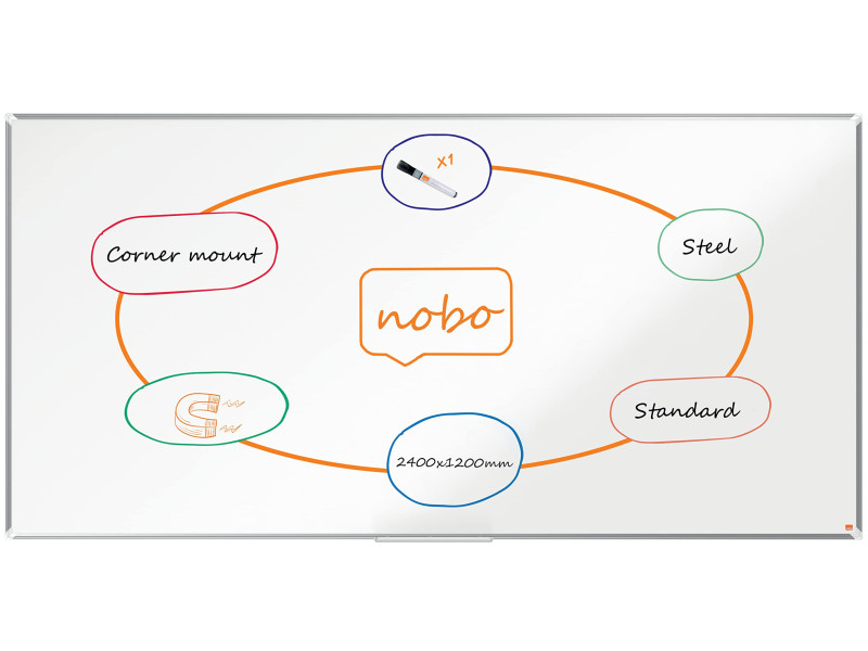 nobo Tableau blanc mural Premium Plus acier, (L)2.400 x