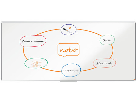 nobo Tableau blanc mural Premium Plus acier, (L)2.700 x