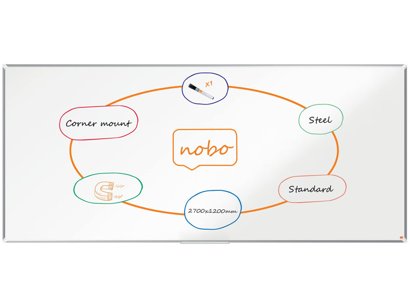 nobo Tableau blanc mural Premium Plus acier, (L)2.700 x