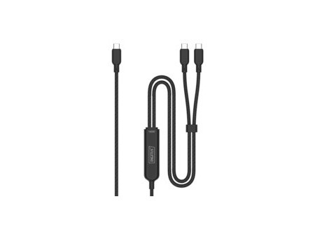 DIGITUS Câble de charge USB-C 2 en 1, 140 W, 1,8 m, noir