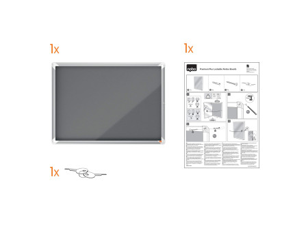 nobo Vitrine d'affichage Premium Plus, feutre, 8x A4, gris