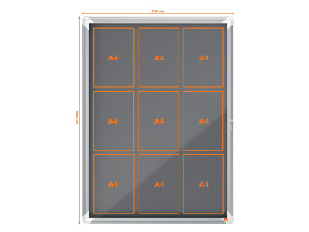 nobo Vitrine d'affichage Premium Plus, feutre, 9x A4, gris