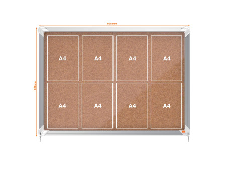 nobo Vitrine d'affichage Premium Plus, fond en liège, 8x A4