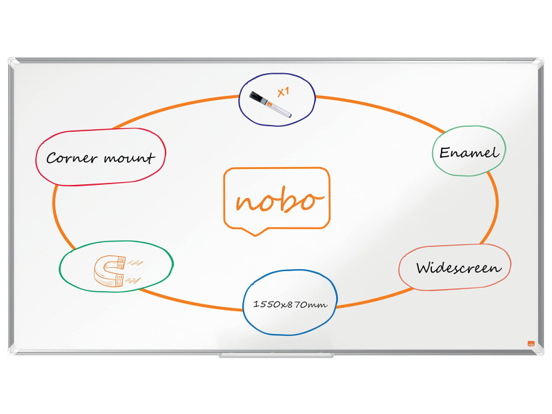 nobo Tableau blanc mural Premium Plus Emaille Widescreen,70'