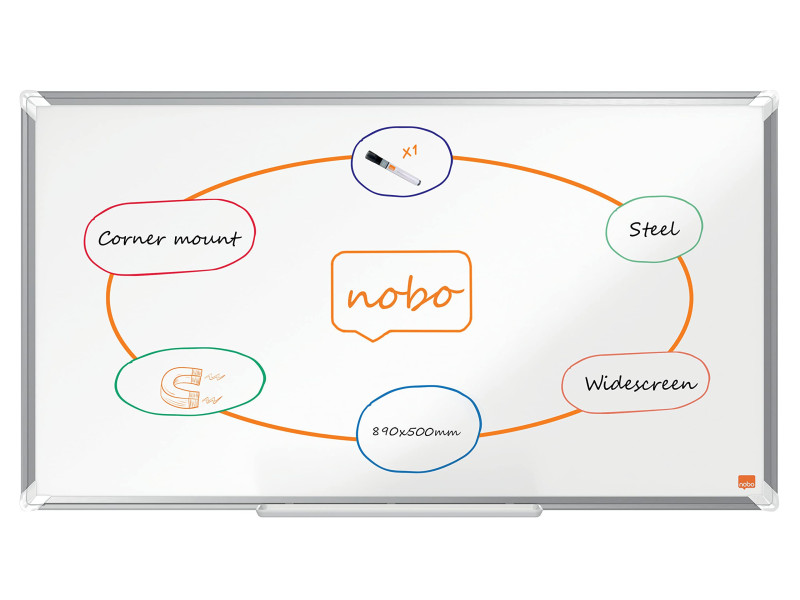 nobo Tableau blanc mural Premium Plus Stahl Widescreen, 40'