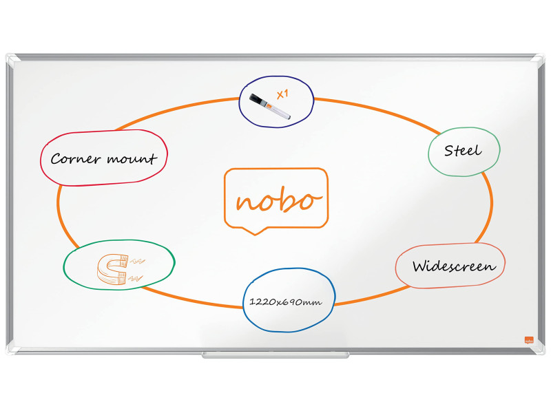 nobo Tableau blanc mural Premium Plus Stahl Widescreen, 55'