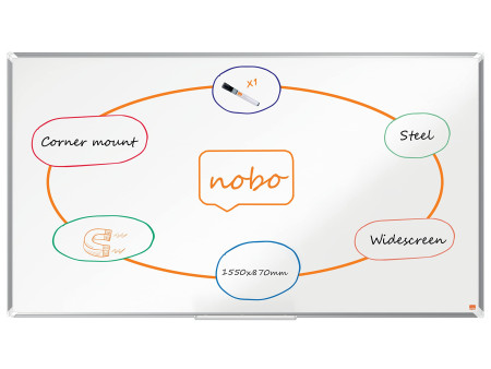 nobo Tableau blanc mural Premium Plus Stahl Widescreen, 70'