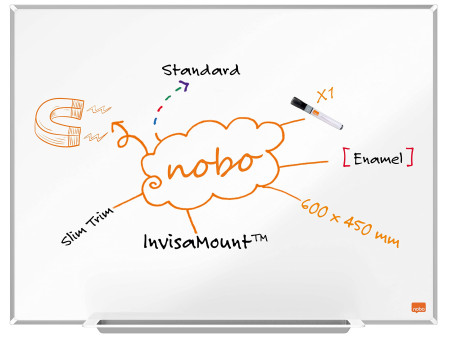 nobo Tableau blanc mural Impression Pro Emaille, (L)600 x