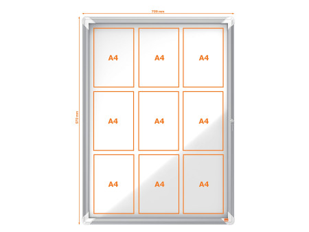 nobo Vitrine d'affichage Premium Plus, fond en métal, 9x A4