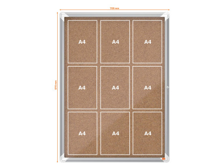 nobo Vitrine d'affichage en liège Premium Plus, 9 x A4